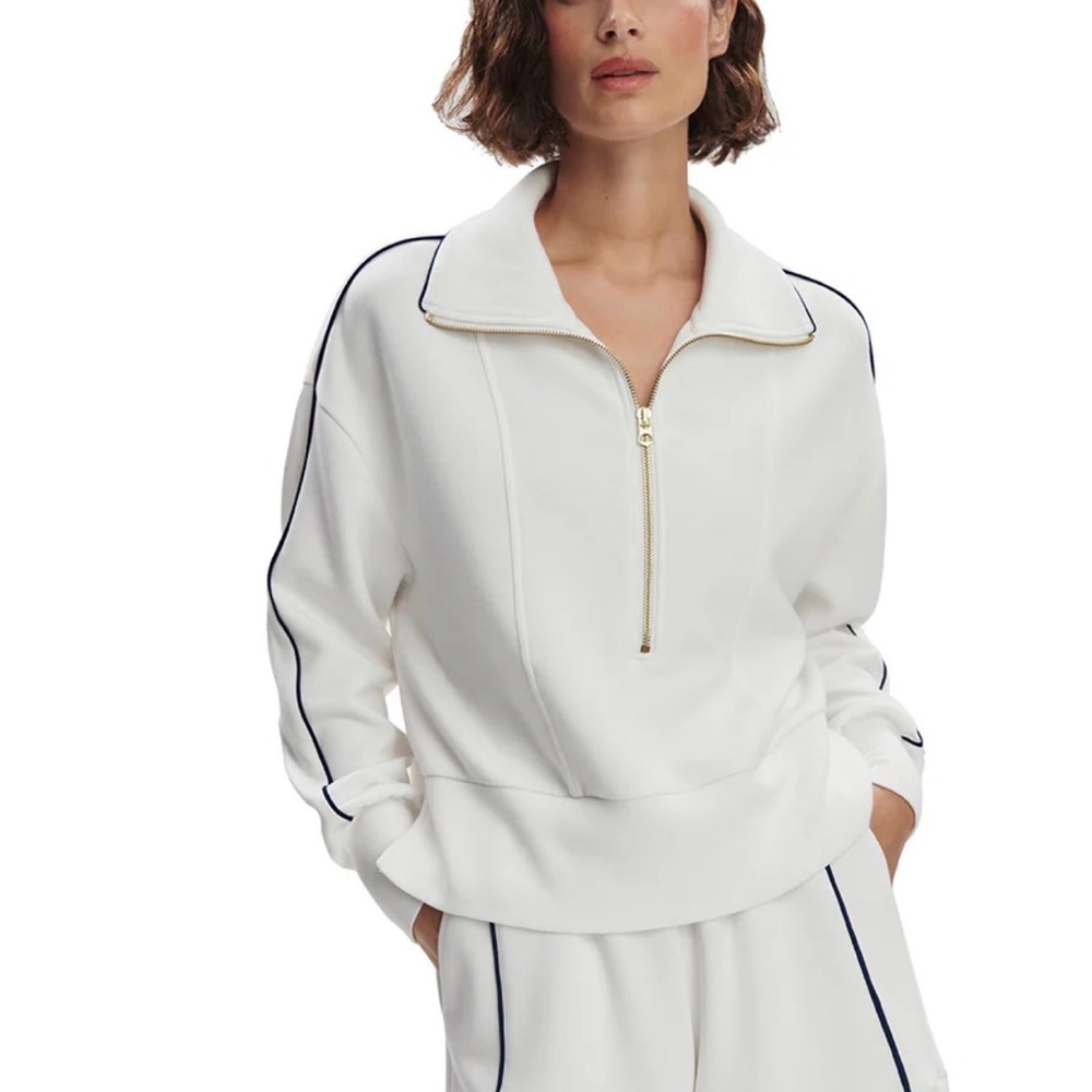Varley Davenport Hal Zip Sweater in White Sz XL